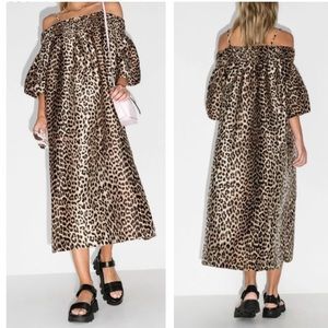 GANNI Leopard Print Jacquard Dress S/M